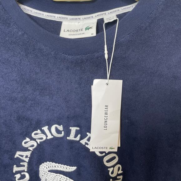 NWT Lacoste Men’s Regular Fit Terrycloth Lounge Sweatshirt Blue Size Medium - Picture 12 of 16